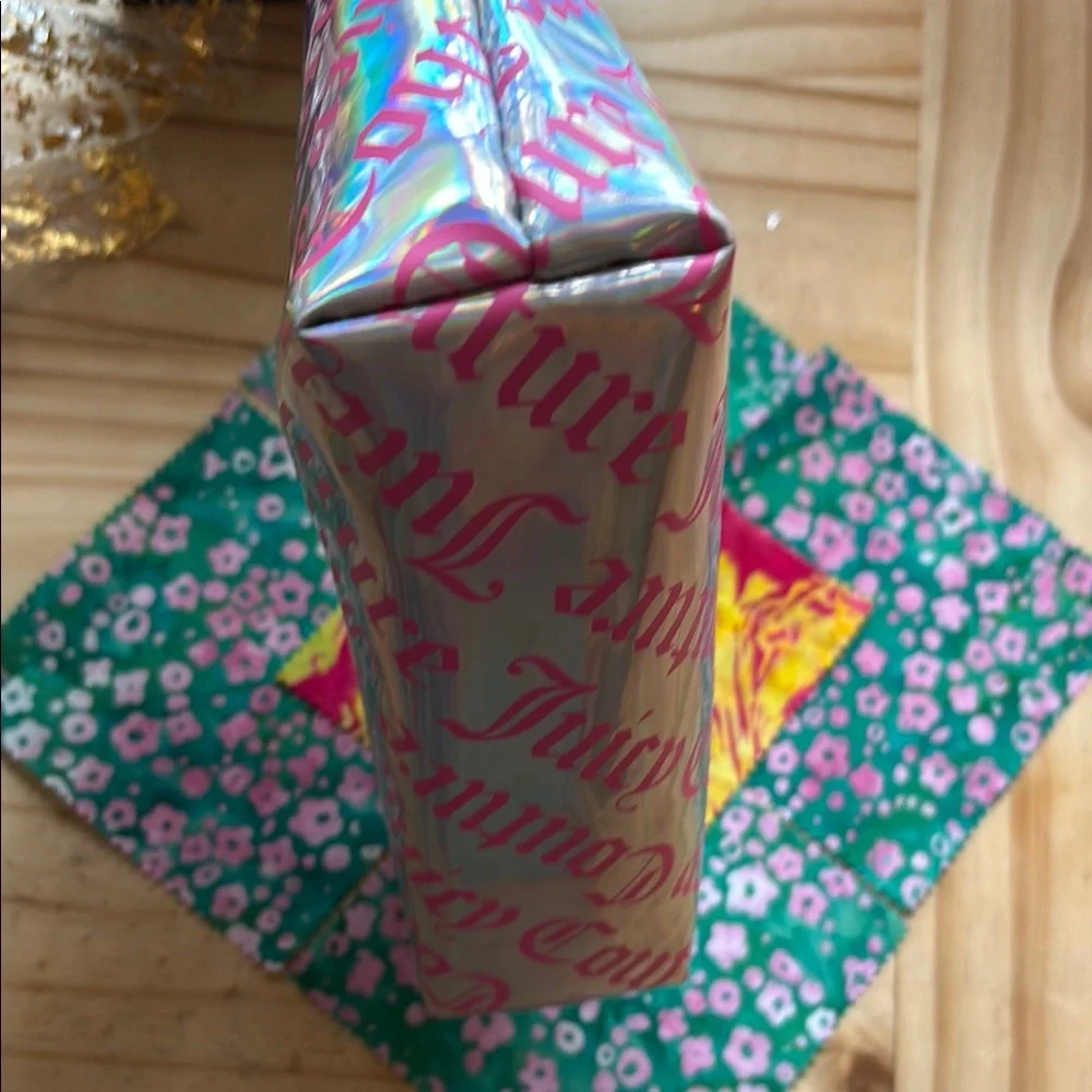 Juicy Couture Iridescent Pink Logo Cosmetic Bag